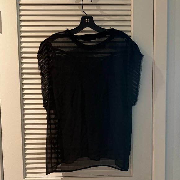 IRO Paris Lana Oversized Sheer Embroidered Blouse | Black Boho Top FR 38 US 6-8 - Picture 4 of 7